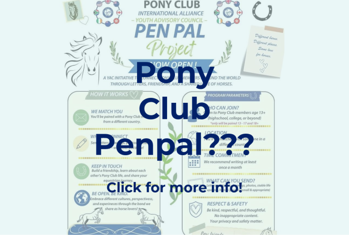 Fancy a Pony Club PenPal?
