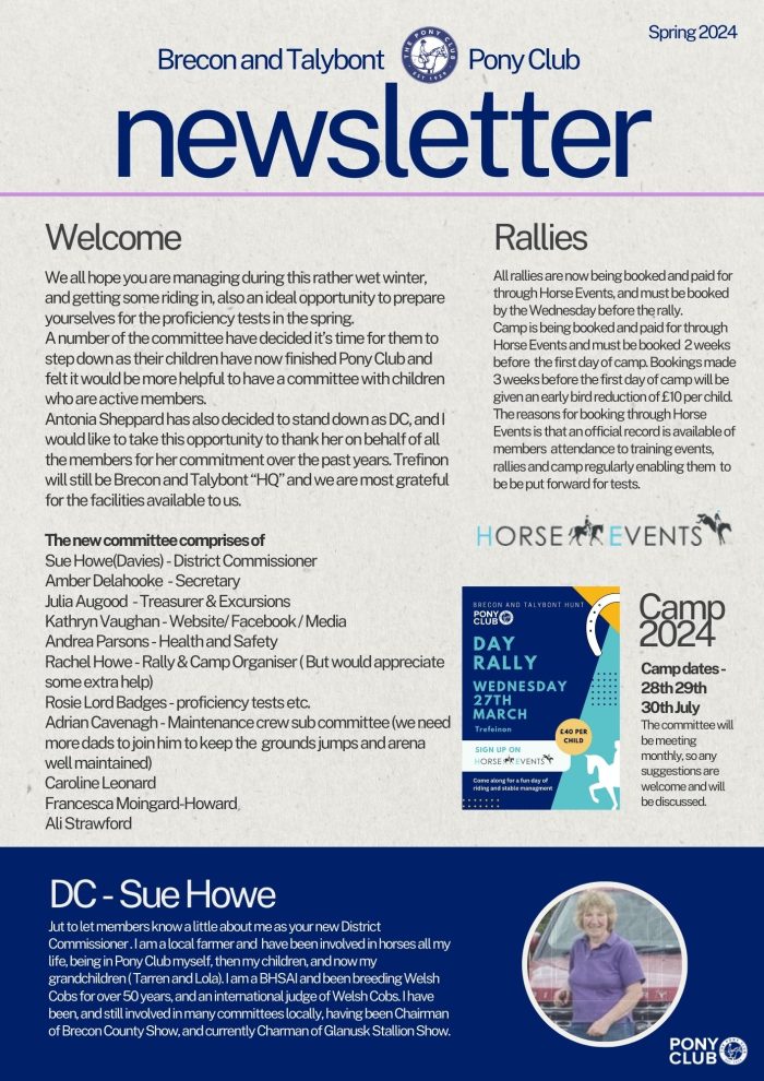 Newsletter from our new DC - Sue Howe