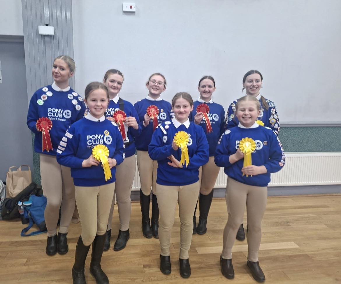 Fylde and District Pony Club members with their competition rosettes